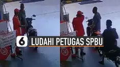 Terekam kamera CCTV seorang pengendara hendak mengisi bensin meludahi petugas SPBU karena tidak terima diingatkan untuk pakai masker.