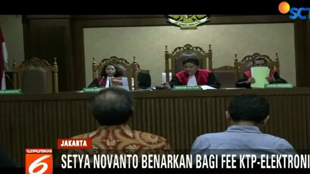 Setya Novanto dan Irvanto akui membagi-bagikan uang KTP elektronik dari Andi Narogong sebesar 3 juta dolar Amerika Serikat.