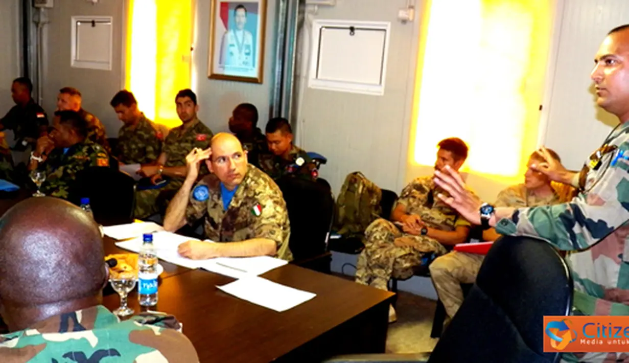 Citizen6, Lebanon: Rapat ini dihadiri oleh seluruh perwira yang membidangi masalah makanan, bertempat di ruang rapat Markas Batalyon Mekanis Konga XXIII-F/UNIFIL (Indobatt), Adshid al Qusayr, Lebanon Selatan. (Pengirim: Badarudin Bakri)