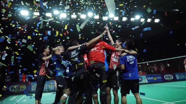 PB Djarum Kudus menjuarai Djarum Superliga Badminton 2019. (Huyogo Simbolon)