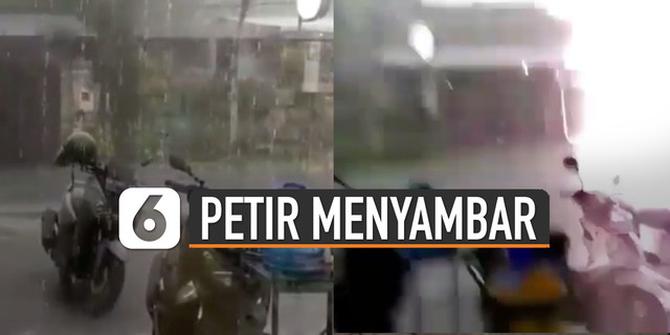 VIDEO: Seram! Detik-Detik Petir Menyambar Dekat Perekam