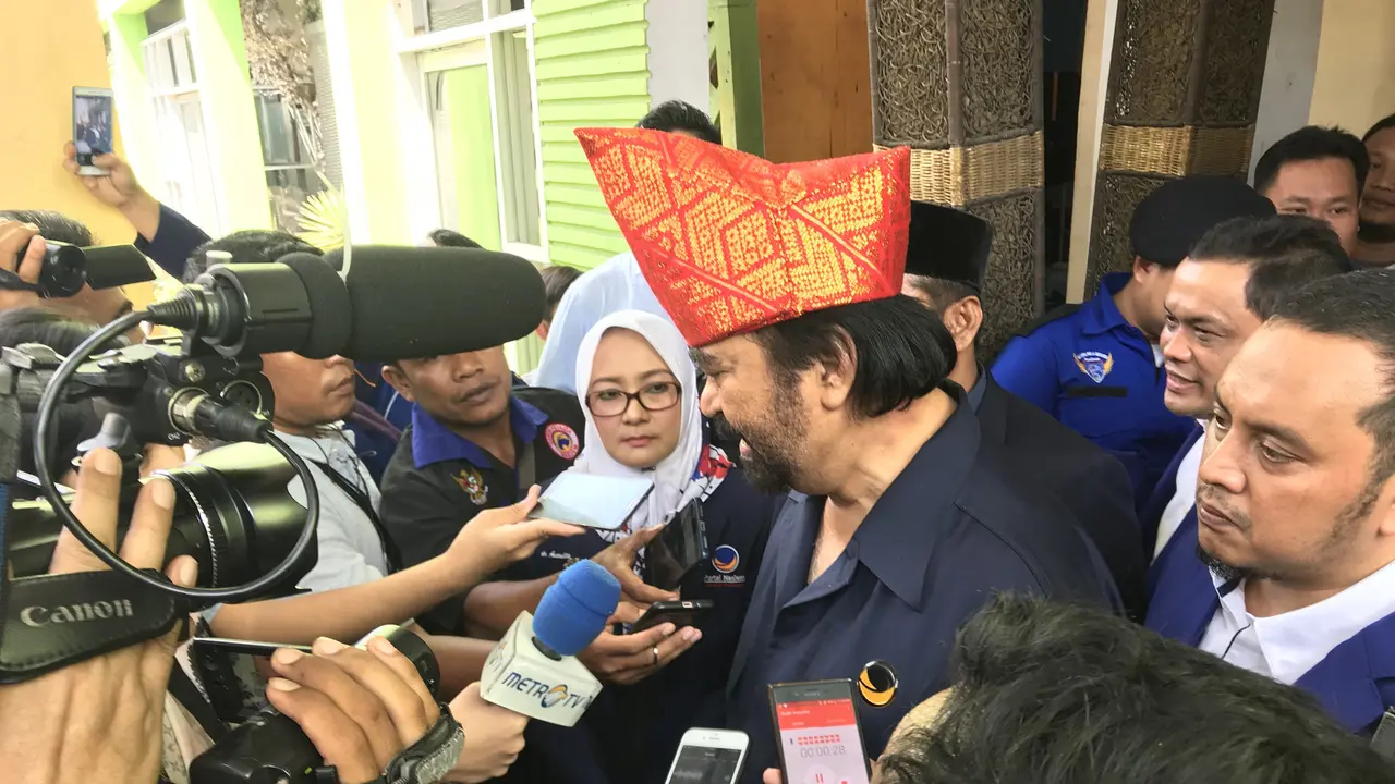 Ketua Umum Partai NasDem Surya Paloh di Bengkulu. (Eko Prasetya/Merdeka.com)