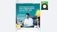 Tangkapan layar klaim link pendaftaran seleksi anggota Baznas masa kerja 2025-2030 yang beredar di Facebook.