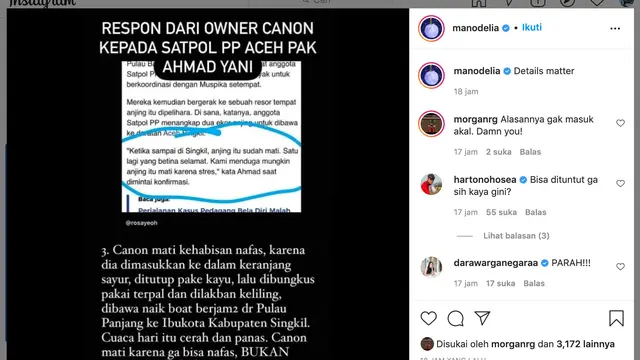 Unggahan Manohara. (Foto: Instagram @manodelia)