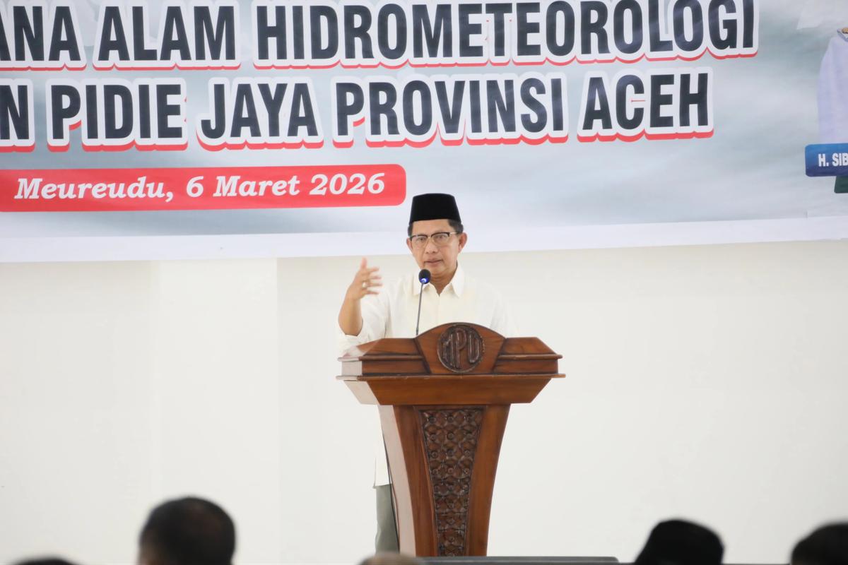 Kasatgas Tito Karnavian dalam acara Penyerahan Santunan Ahli Waris untuk Korban Bencana Hidrometeorologi dan Sosialisasi Penambahan TKD Tahun 2026