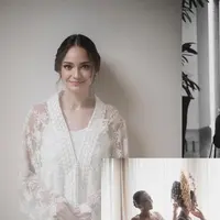 Enzy Storia mengenakan bridal robe dari Lace by ARTKEA. [Foto: Instagram @enzystoria]