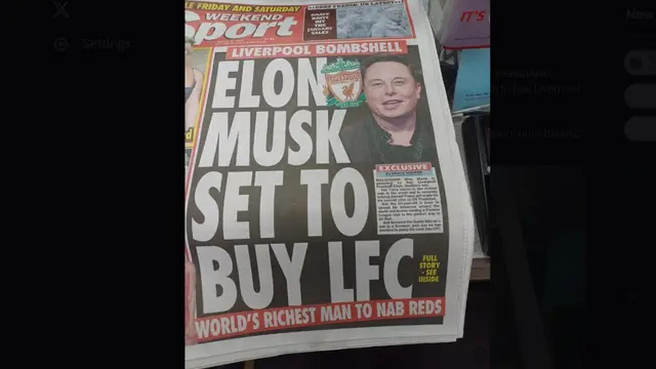 Menurut laporan surat kabar Inggris, Weekend Sport (Sunday Sport edisi Jumat), Elon Musk berencana membeli Liverpool FC