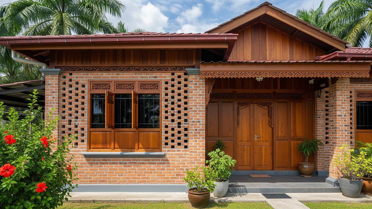9 Rumah Kampung dengan Dinding Roster Kombinasi Kayu, Hunian Dambaan Bikin Adem