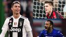 Meski Juventus memastikan gelar ke-delapan Liga Serie A, Minggu (21/4), namun Cristiano Ronaldo masih gagal menambah keran gol pribadi miliknya di liga domestik. (Kolase Foto AFP)