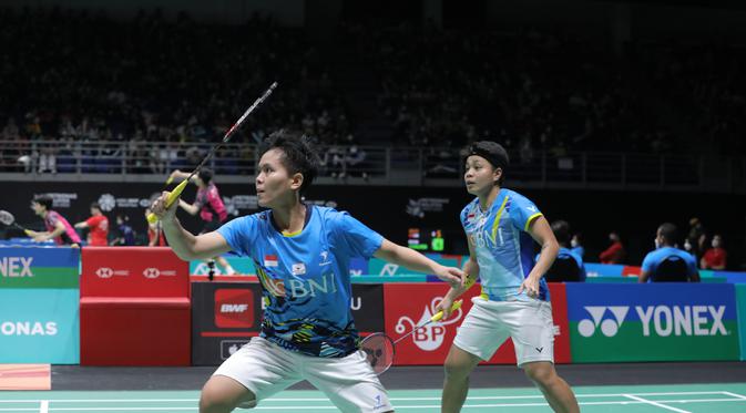 Aksi Apriyani Rahayu/Siti Fadia Silva Ramadhanti di Malaysia Open 2022. (Dok. PBSI)