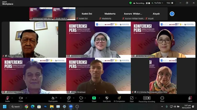 Konferensi pers daring yang digelar oleh Center of Human Economic Development (CHED) ITB Ahmad Dahlan Jakarta bersama Muhammadiyah Tobacco Control Network (MTCN) (Istimewa)