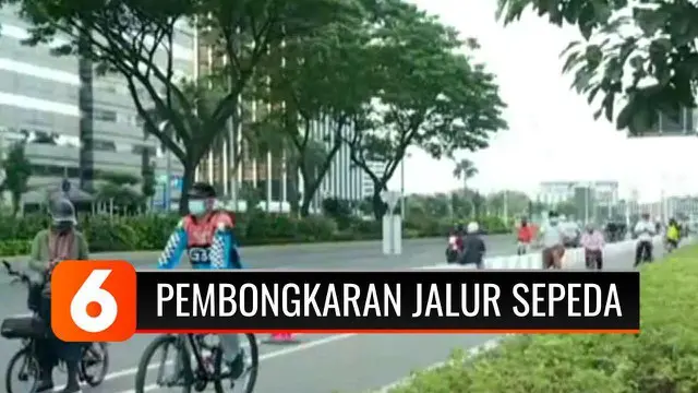 Rencana pembongkaran jalur permanen sepeda di Jalan Sudirman - Thamrin yang telah dibangun dengan biaya Rp 28 miliar menuai polemik, komunitas pesepeda menilai keputusan tersebut sebagai bentuk kemunduran.