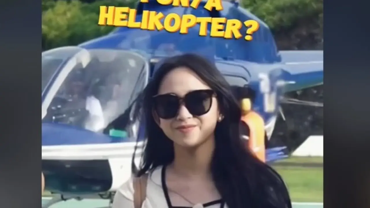 Dita Karang Flexing Disambut Bak Putri Kerajaan dan Naik Helikopter di Bali.  foto: TikTok @aellead