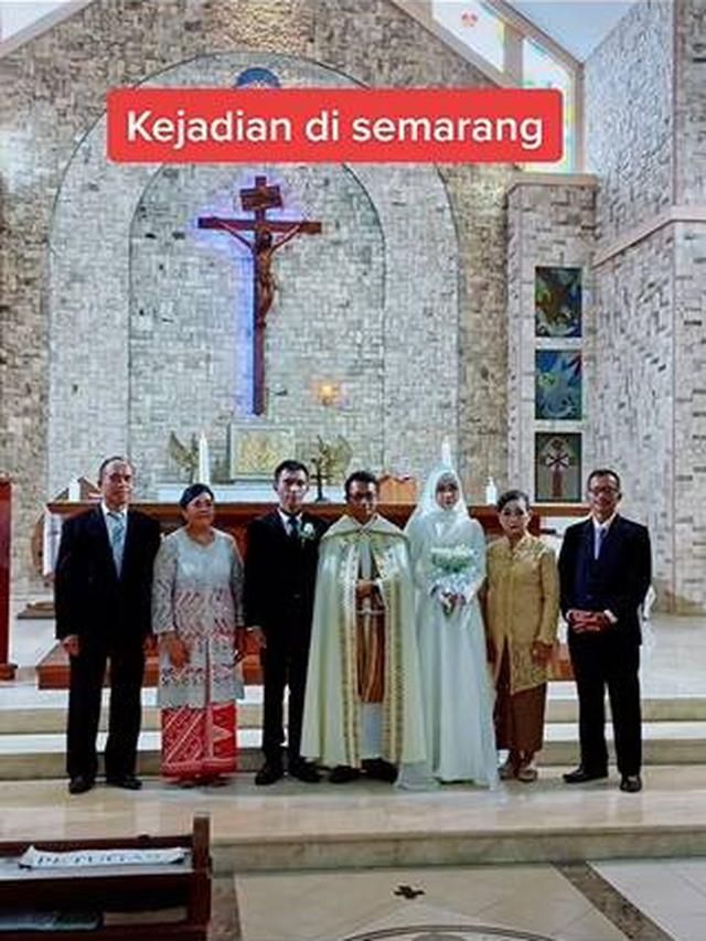 Viral Pernikahan Pasangan Beda Agama, Ini 5 Potretnya Saat Pemberkatan di Gereja
