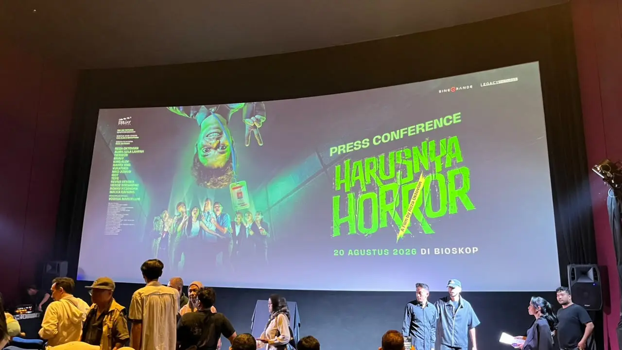 Suasana Press Conference Harusnya Horror di kawasan Jakarta, Senin (20/7/20206). (Liputan6.com/Afradhiya N. R)