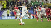 Timnas Jerman meraih kemenangan 1-0 atas Denmark pada laga 16 besar Euro 2024 di BVB Stadion Dortmund, Dortmund, Minggu (30/6/2024) dini hari WIB. Berkat hasil tersebut, Jerman melenggang ke perempat final dan akan menantang pemenang antara Spanyol atau Georgia.&nbsp;(AP Photo/Andreea Alexandru)