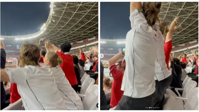 6 Potret Jennifer Coppen Nonton Indonesia Vs Bahrain di GBK, Fotonya Dikomentari Justin Hubner