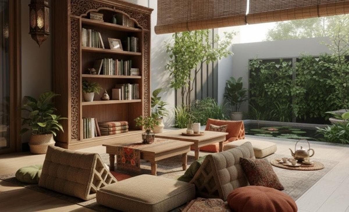 Desain Teras Rumah Konsep Lesehan Fungsional