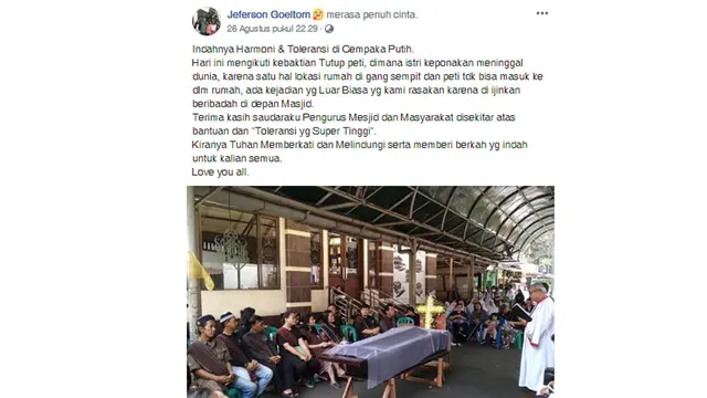 Viral Kebaktian Tutup Peti di Halaman Masjid
