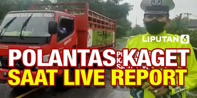 VIDEO: Viral, Polantas Kaget Puluhan Tabung Gas Jatuh Saat Live Report