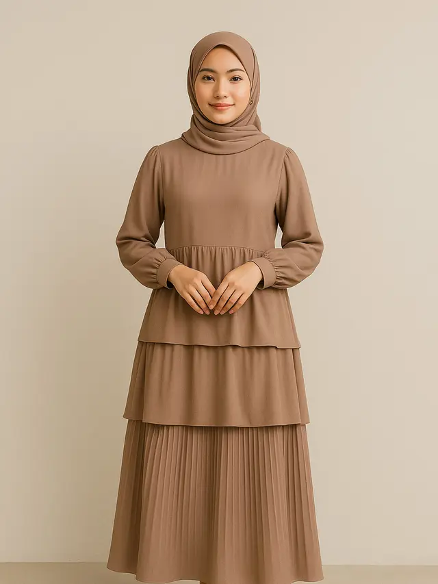 Gamis Kombinasi Plisket untuk Outfit Sehari-hari (Foto: ChatGPT)