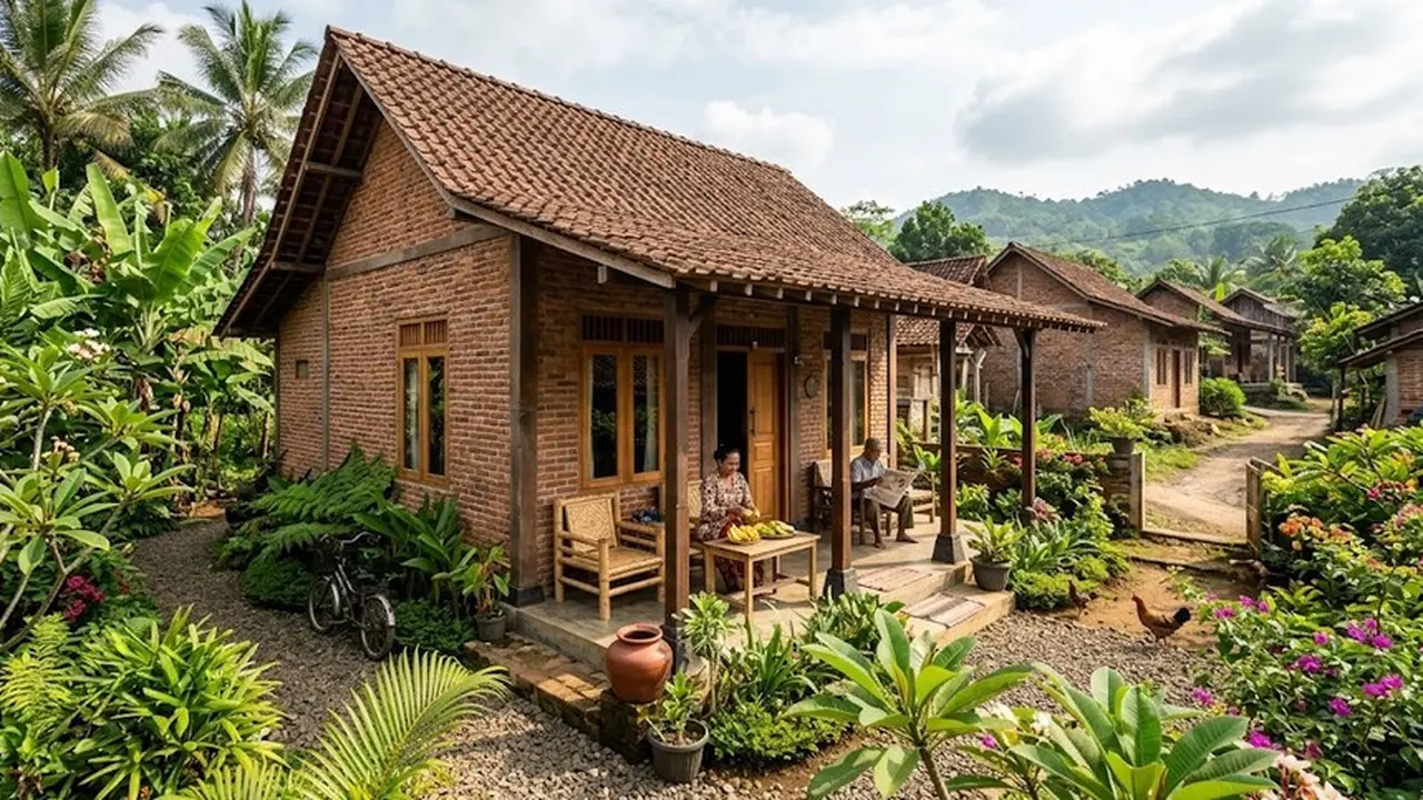 Rumah Bata Ekspos Gaya Kampung