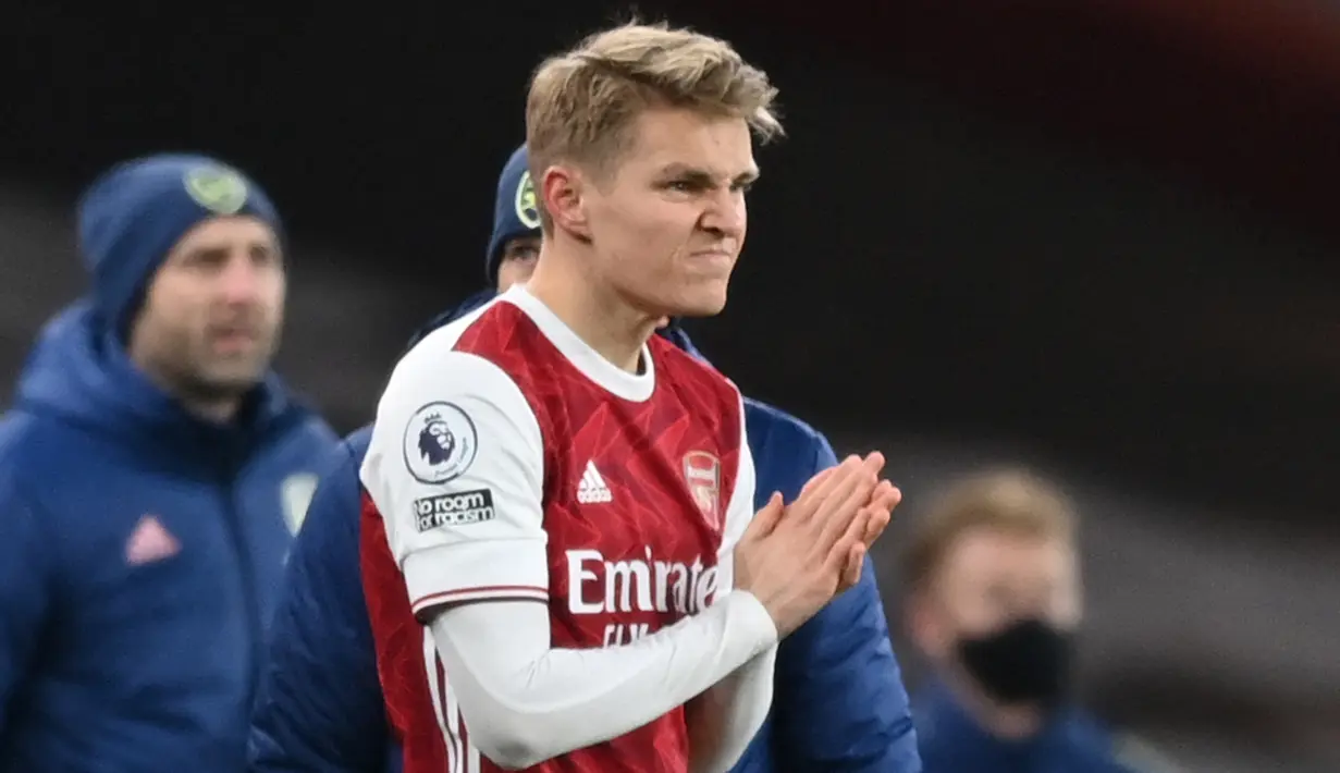 Martin Odegaard. Gelandang serang asal Norwegia ini didatangkan dari Stromsgodset pada Januari 2015. Telah 4 kali dipinjamkan ke Heerenveen, Vitesse, Real Sociedad dan kini Arsenal. Di Arsenal telah tampil dalam 15 laga di semua ajang kompetisi dengan mencetak 2 gol. (AFP/Shaun Botterill/Pool)