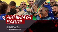 Berita video Manajer Maurizio Sarri akhirnya mengangkat trofi bergengsi pertamanya sepanjang karier setelah membawa Chelsea menjadi juara Liga Europa 2018-2019.