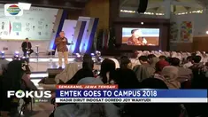 Co-Founder dan Presiden Bukalapak M Fajrin Rasyid dan Direktur Utama Indosat Ooredo Joy Wahyudi berbagi ilmu di hari ketiga ajang Emtek Goes To Campus (EGTC) 2018 di Universitas Negeri Semarang.