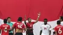 Bek Indonesia, Hansamu Yama, saat melawan Uni Emirat Arab (UEA) pada laga Asian Games di Stadion Wibawa Mukti, Jawa Barat, Jumat (24/8/2018). Indonesia kalah adu penalti dari UEA. (Bola.com/Vitalis Yogi Trisna)