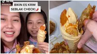 Wanita ini buat es krim dari bahan dasar kuah dan toping seblak. (Sumber: TikTok/@siscakohl)