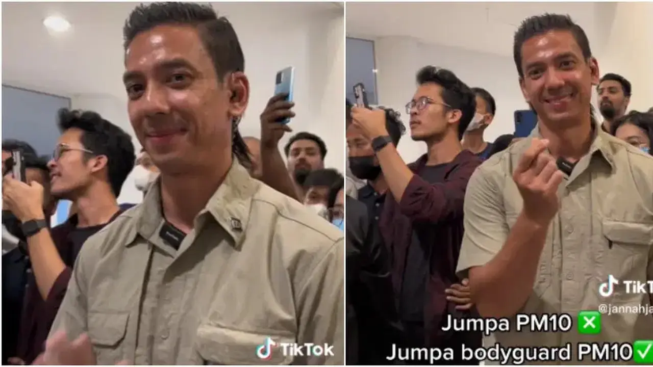 Bodyguard atau pengawal PM Malaysia Anwar Ibrahim yang jadi sorotan dan viral di Negeri Jiran. (TikTok/@jannahjalidar)