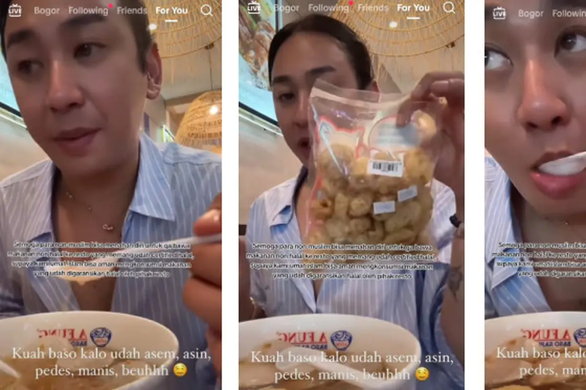 Viral di TikTok Unggahan Video yang Memperlihatkan Jovi Adhiguna Makan Bakso Campur Kerupuk Babi. Sementara Jovi Makan Bakso di Restoran A Fung yang Diketahui Sudah Mengantongi Sertifikat Halal