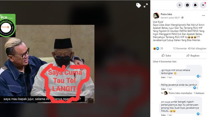 Beredar foto yang mengklaim Wapres Ma'ruf Amin sedang dihipnotis Uya Kuya, simak faktanya.