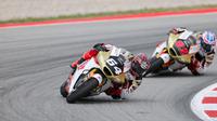 Mario Suryo Aji pada balapan Moto2 Catalunya 2025. (Honda Team Asia)