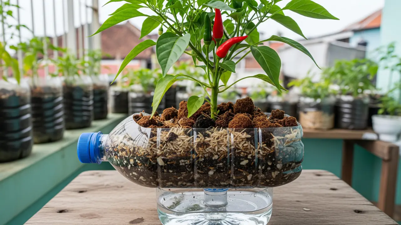 Ide Kebun Cabai Tanpa Tanah Pakai Botol Bekas
