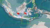 Gempa Magnitudo 6,5 mengguncang wilayah Sumenep dan Pulau Sapudi Jatim, Selasa tengah malam (30/9/2025), pukul 23.49.43 WIB. (Liputan6.com/ Dok BMKG)