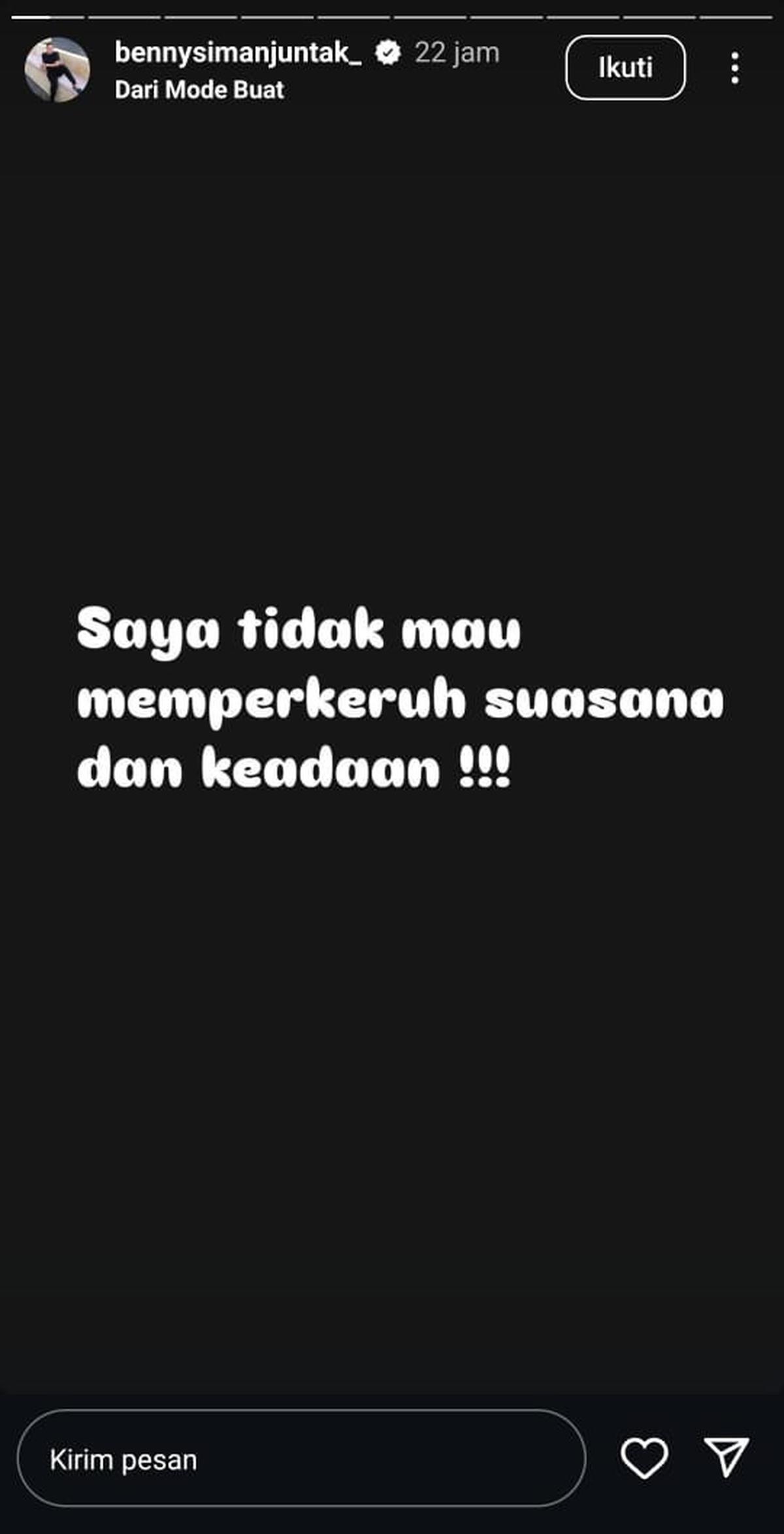 Ternyata Ini Alasan Benny Simanjuntak yang Kini Diam di Kasus Jonathan Frizzy
