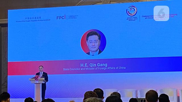 Menteri Luar Negeri China Qin Gang menyebut bahwa kedua pihak sukses membangun kerja sama dalam berbagai bidang (Liputan6.com/Teddy Tri Setio Berty).