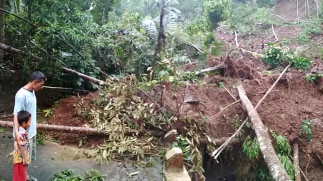 Longsor memutus jalur alternatif Banjarnegara-Banyumas. (Foto: Liputan6.com/RAPI BNA/Muhamad Ridlo)
