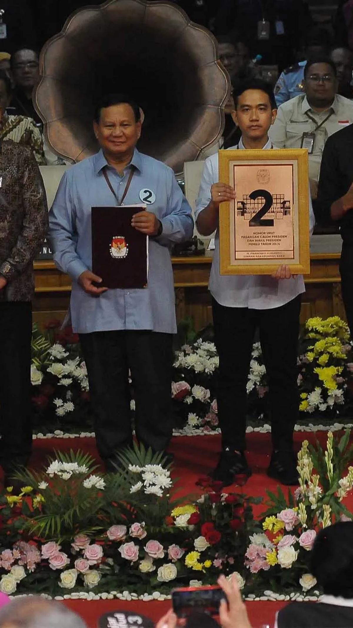 Pasangan Prabowo-Gibran ini maju dengan nomor urutan 2 dalam Pilpres 2024 mendatang. <br>