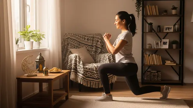 ilustrasi olahraga lunges di sela kesibukan persiapan /Gemini AI