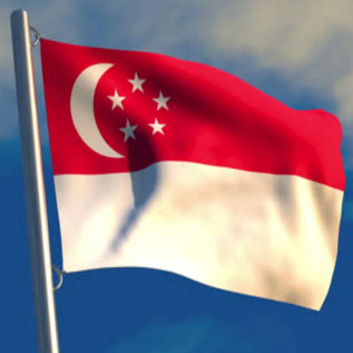 Ilustrasi bendera Singapura - Portrait (Wikimedia Commons)