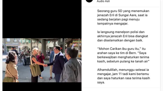 Unggahan Ridwan Kamil soal Geraldine Beldi temukan jasad Eril. (Foto: Dok. Instagram @ridwankamil)