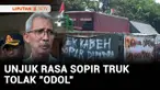 Sejumlah sopir truk dari berbagai daerah menggelar unjuk rasa di Semarang, Jawa Tengah. Para sopir truk menyampaikan 17 tuntutan, salah satunya menolak aturan over dimension over load (ODOL).