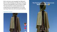 Iklan menara eiffel dipasangi jilbab picu kemarahan politikus prancis. (Dok: x&nbsp;https://x.com/woketard82/status/1899705749002956890?s=46&amp;t=0NtEqwCYUNuEUaHjYORsTw)