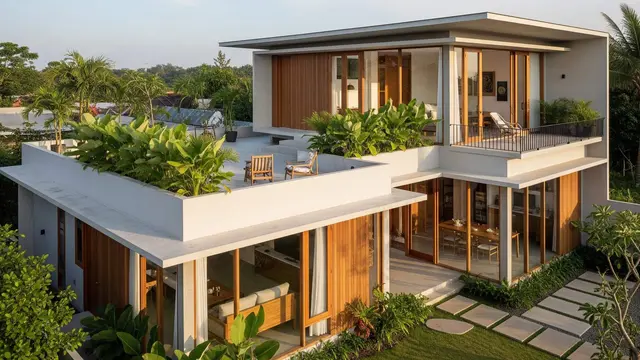 Model Rumah Minimalis dengan Atap Datar dan Rooftop Kecil
