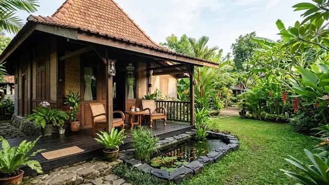 Desain Tropis dengan Sentuhan Kolam Ikan Minimalis