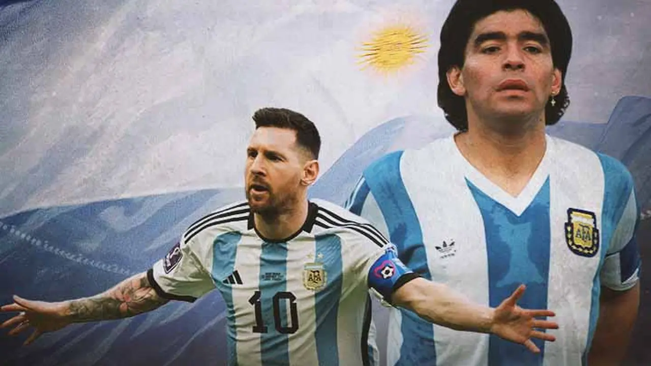 Ilustrasi - Lionel Messi dan Maradona