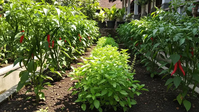 Ide Kebun Cabai Kombinasi dengan Kemangi untuk Usir Hama/Gemini AI